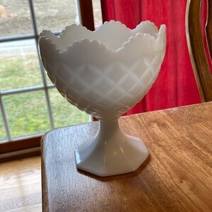 Vintage Milk Glass Pedestal Dish